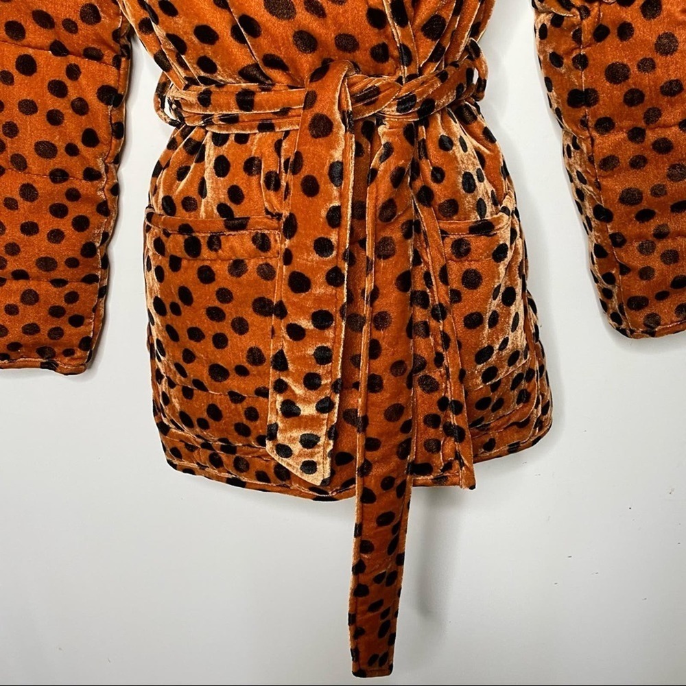 Madewell Velvet Quilted Wrap Jacket in Leopard Dot Collarless size XS - Picture 6 of 14